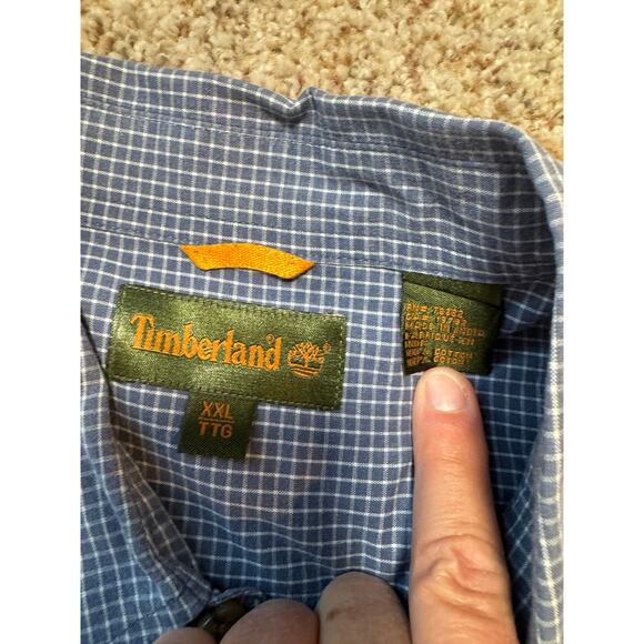 TIMBERLAND Button up; Long sleeve shirt, size Men's XXL, Blue pattern - Picture 9 of 9